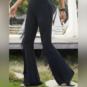SHEIN Black Fringe Flared Pants
